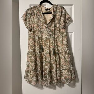 Vici Dress with Green and Pink Floral Design